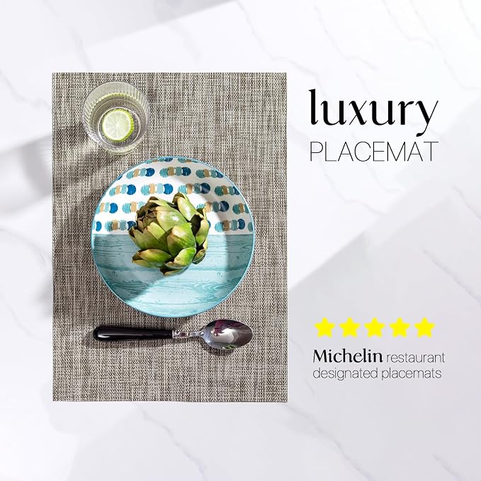 LEXMORE Placemats Set of 6 Vinyl/Plastic Woven Place Mats - Image 2
