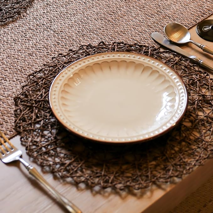 AHHFSMEI Paper Braided Round Placemats Set of 8 Natural Non-Slip Heat Resistant - Image 4