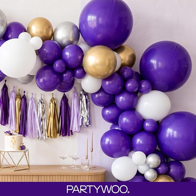 PartyWoo Dark Purple Balloons 100pcs Royal Purple Color Different Sizes | 18 12 - Image 9