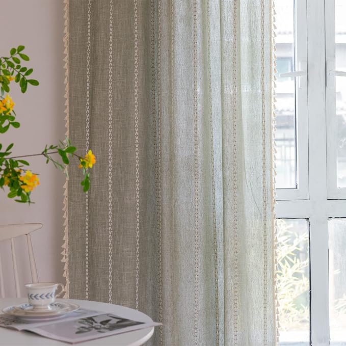 RoomTalks Sage Green Modern Farmhouse Textured Curtains - Image 6