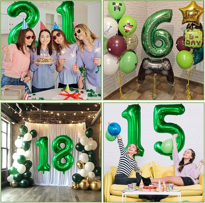 Green Number Balloons, 40 Inch Dark Green Balloon 0. Birthday Party Wedding - Image 6