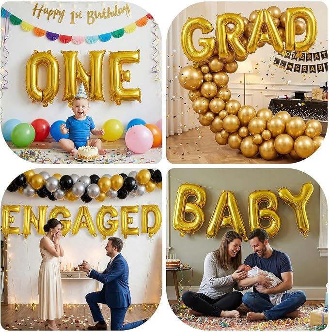 Gold Letter C Balloons, 40 Inch Large Foil Letter Balloons, Custom Phrase - Image 7