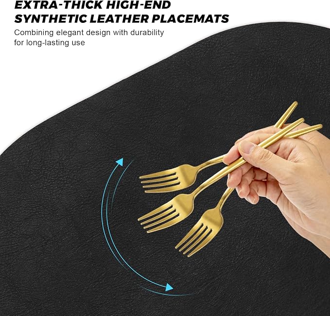 UnivoColors Placemats Round Faux Leather Placemats Set of 8-Waterproof-Wipe - Image 6
