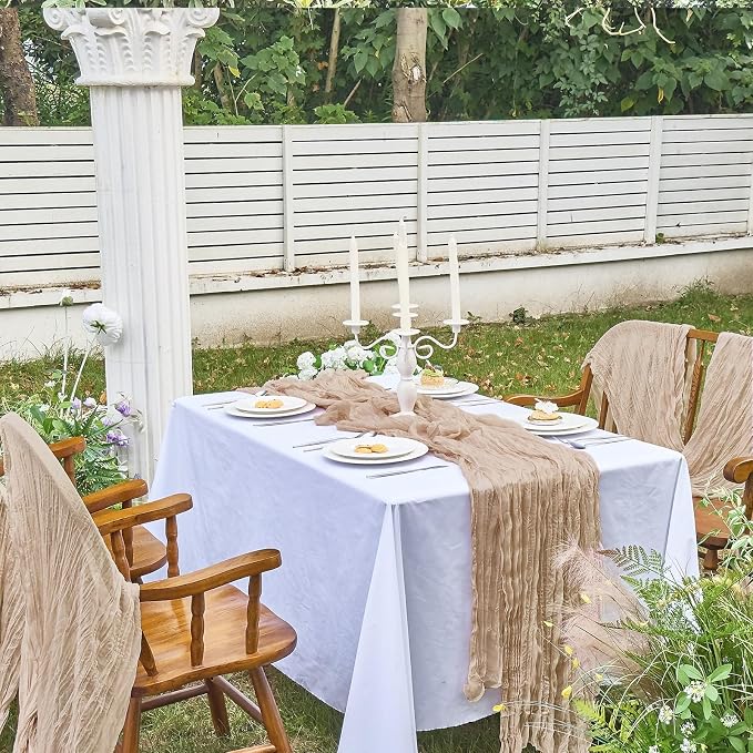 IVAPUPU 4 Pcs Cheesecloth Table Runner - 10ft Nude Boho Gauze Cheese Cloth - Image 7