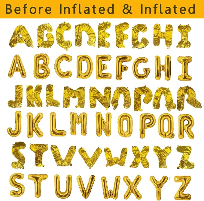 Gold Letter Balloons Foil Alphabet A-Z Balloons Custom Personalized Phrase - Image 2