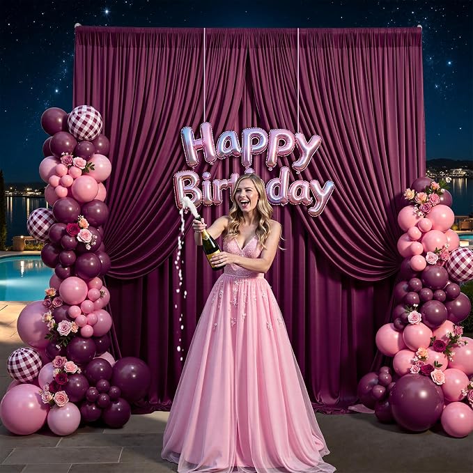 50ft×12ft Burgundy Backdrop Curtains - Image 6
