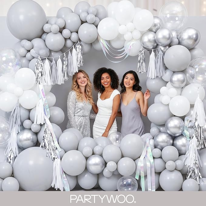 PartyWoo Gray Balloons 152pcs Matte Gray Latex Balloons Different Sizes | 18 12 - Image 5