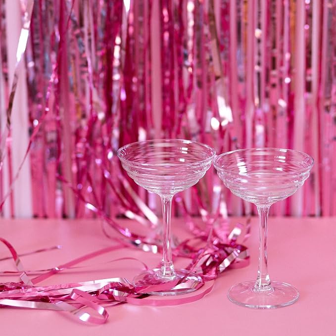 20 Pack Pink Foil Fringe Backdrop Curtains 3.2ft x 8.2ft Metallic Tinsel Foil - Image 7