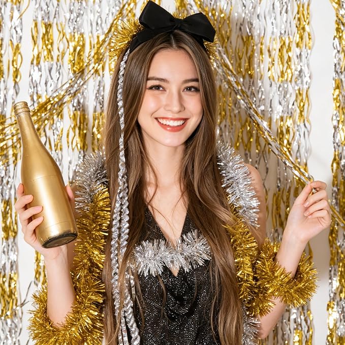 GOER Metallic Tinsel Foil Fringe Curtains Party Photo Backdrop Party Streamers - Image 9