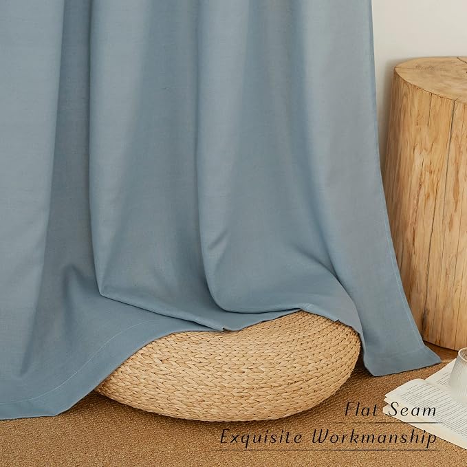 NICETOWN Linen Flax Semi Sheer Curtains 92" Length, Grommet Window Treatments - Image 2