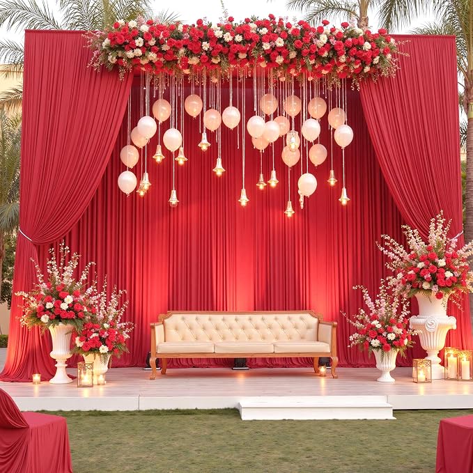 40×12ft Wrinkle Free Red Backdrop Curtain - Image 7