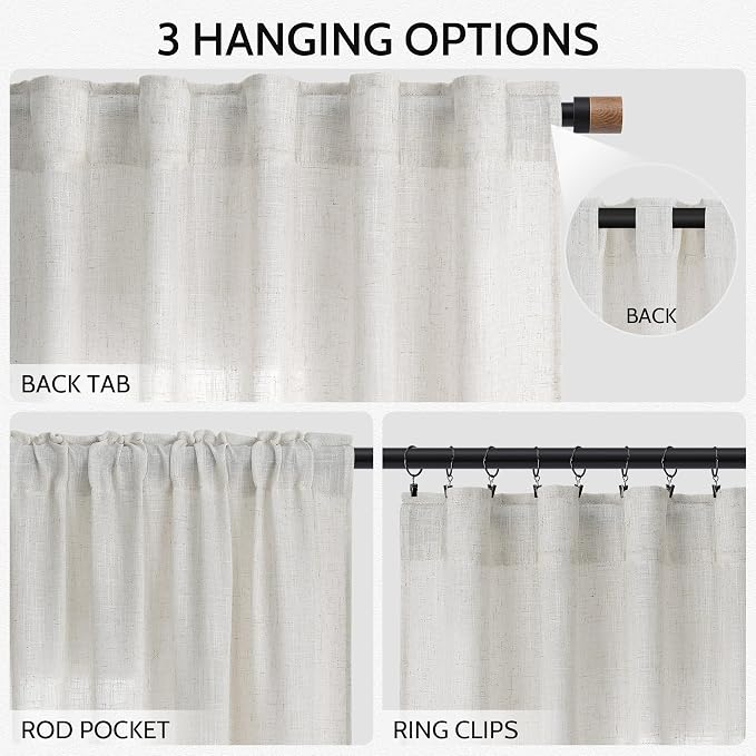 Natural Linen Curtains 96 Inches Long - Image 2