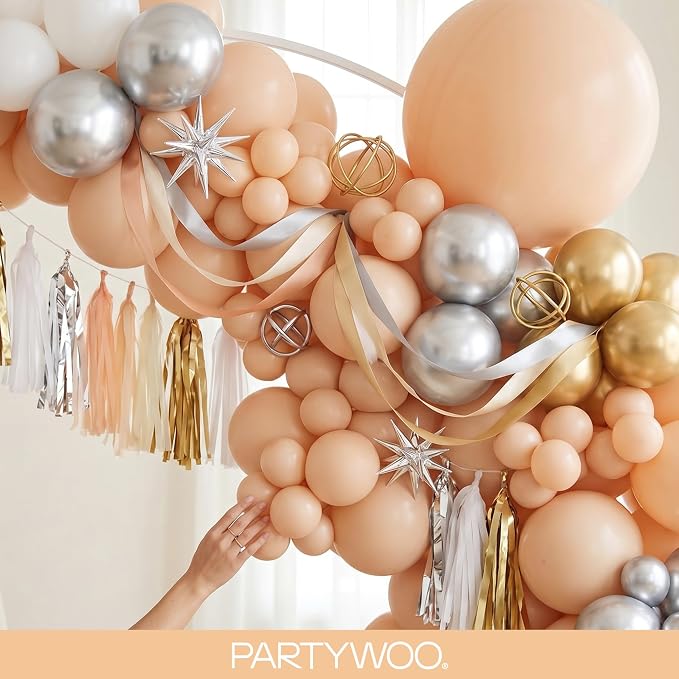 PartyWoo Nude Balloons 152pcs Apricot Boho Fall Color 18 12 10 5 Inch | 18 12 - Image 8