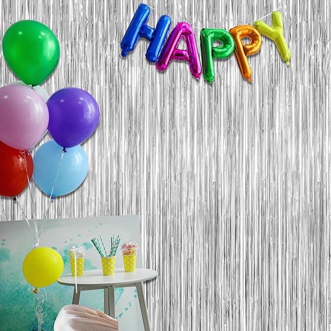 4 Pack Party Decorations, Metallic Silver Backdrop, Photo Booth Props Silver - Image 7