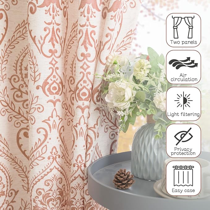 Linen Curtains 40 inch Length for Small Windows, Light Filtering Semi Sheer - Image 7