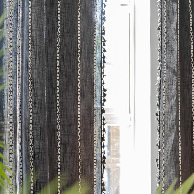 RoomTalks Black Boho Farmhouse Curtains - Image 8