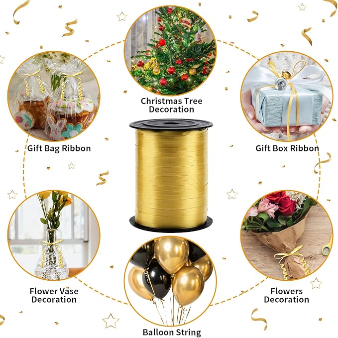 500 Yards Gold Curling Ribbon Balloon String Ribbon 1/5 Inch | Ribbon - Image 7