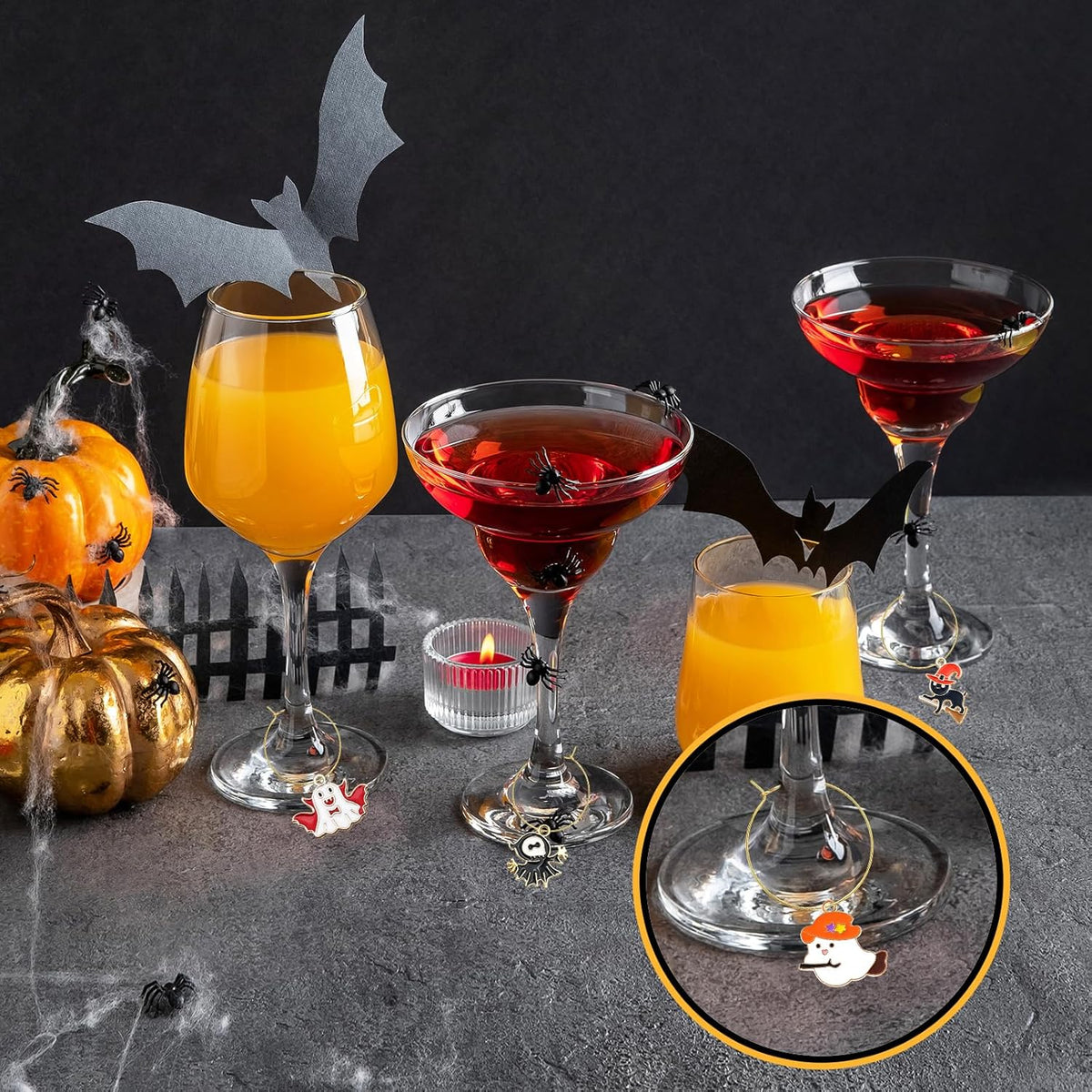 30PCS Wine Glass Charms Identification Markers for Stem Glasses, Wine Tasting Party Favors Holiday Decorations