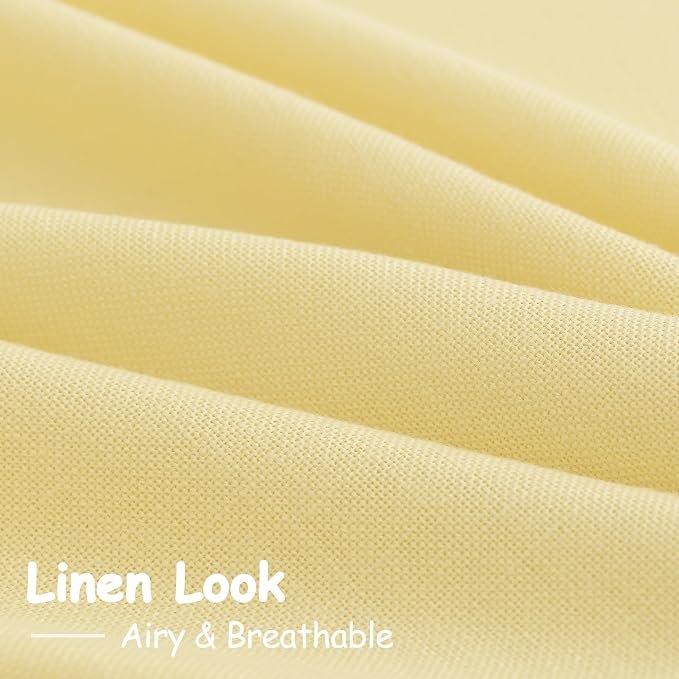 Yellow Linen Semi Sheer Curtains 72 Inch Length - Image 5