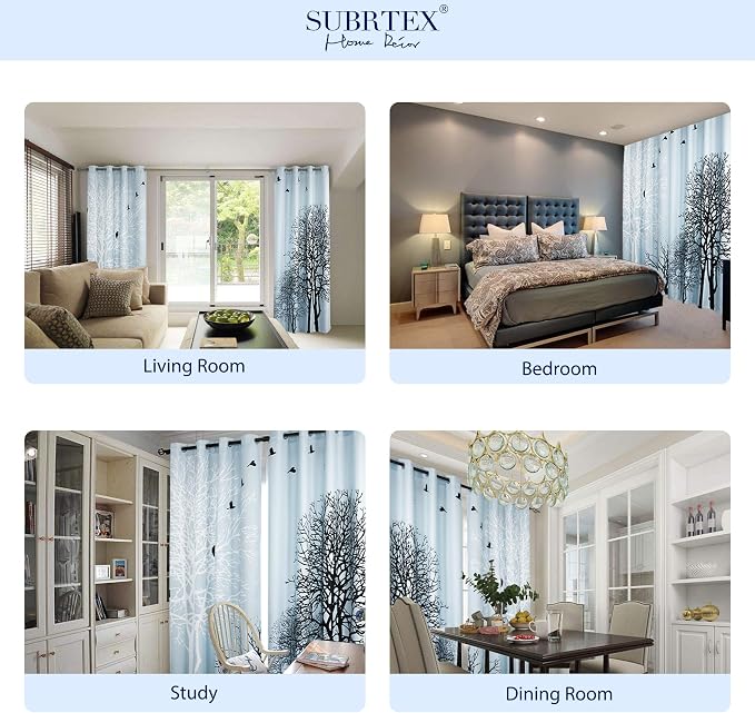 SUBRTEX Boho Leaf Printed Curtains 95 inch Long 2 Panels, Room Darkening - Image 6