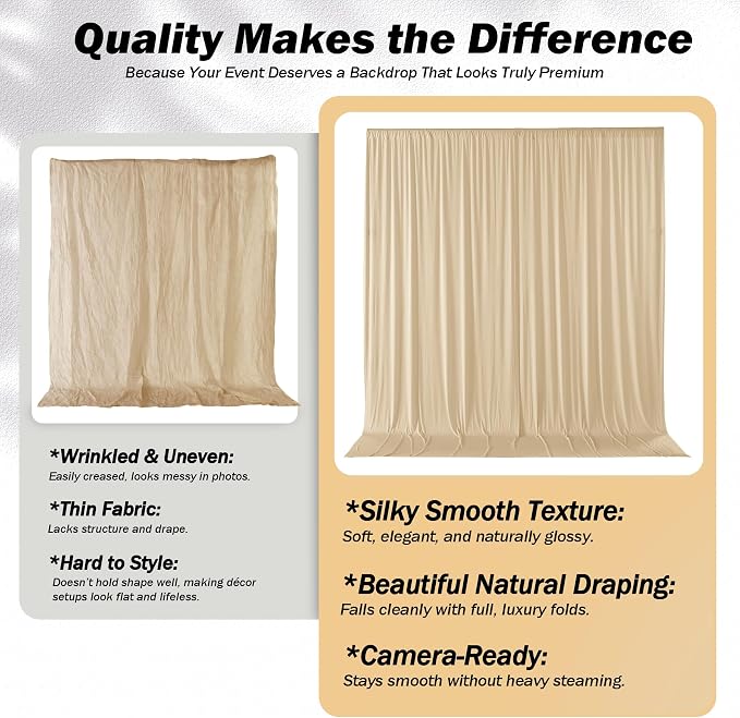 20ft×12ft Champagne Backdrop Curtain - Image 7