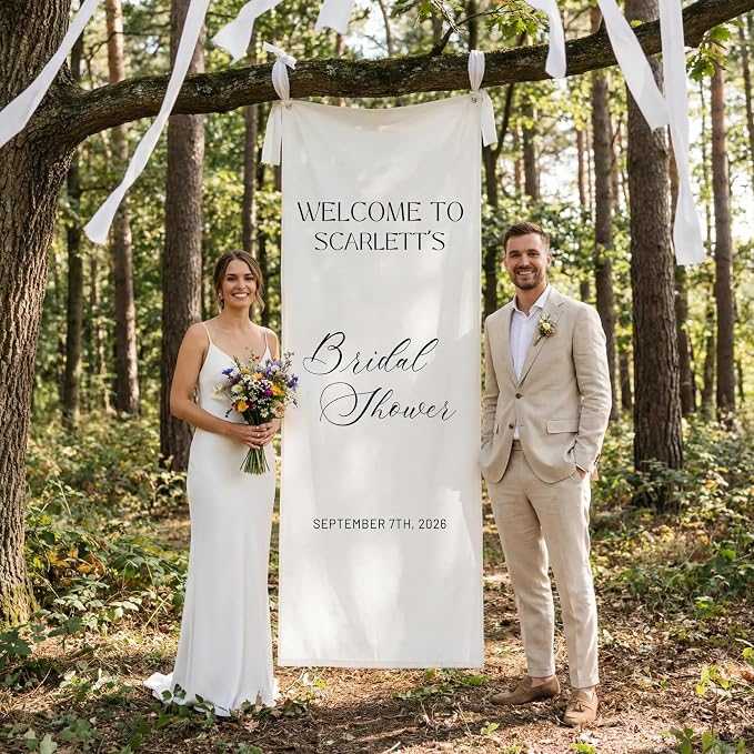 Personalized Linen Wedding Welcome Sign - Image 2