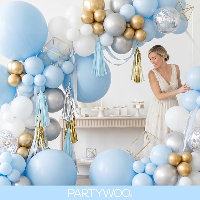 PartyWoo Baby Blue Balloons 152pcs Different Sizes of 18 12 10 5 Inch Light - Image 9