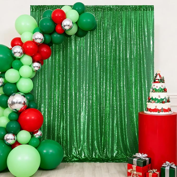 Poise3EHome Green Sequin Backdrop, 6FT x 8FT Sequin Photography Backdrop Curtain - Image 3