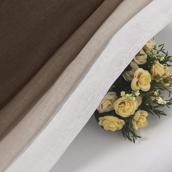 DWCN Faux Linen Ombre Sheer Curtains - Image 6