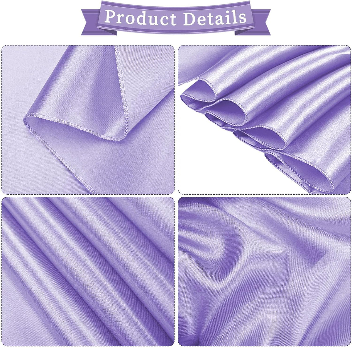 fani 60 PCS Lavender Purple Satin Chair Sashes Bows Universal Chair Cover for Wedding Reception Restaurant Event Decoration Banquet,Party,Hotel Event Decorations (7 x 108 inch)