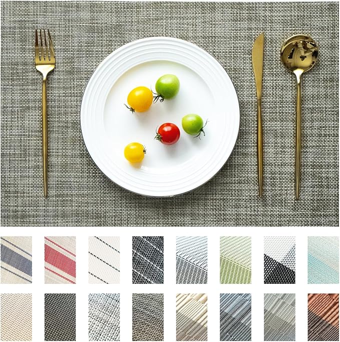 Placemats Set of 8 Vinyl/Plastic Woven Place Mats by Unknown