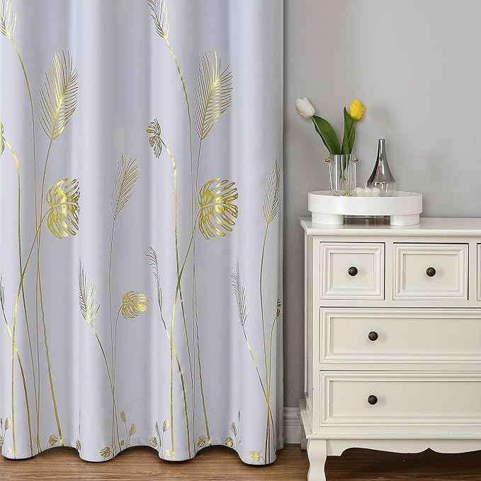 Greyish White Room Darkening Curtains 90 Inches Long - Image 2