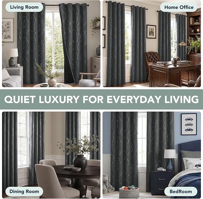Deconovo 100% Blackout Living Room Curtains 63 Inches Long, Thermal Insulated - Image 7