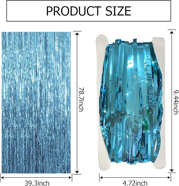 5 Pack Blue Backdrop Curtain Tinsel Streamers Ocean Themed Decor Birthday Party - Image 7