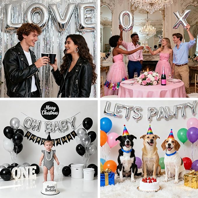 36 Pcs Silver Letter Balloons, Custom A-Z Set - Image 6