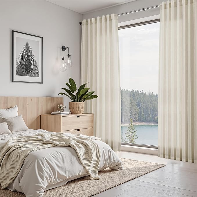 Vanilla Linen Curtains for Living Room 72 Inches Long Luxury Light Filtering - Image 7