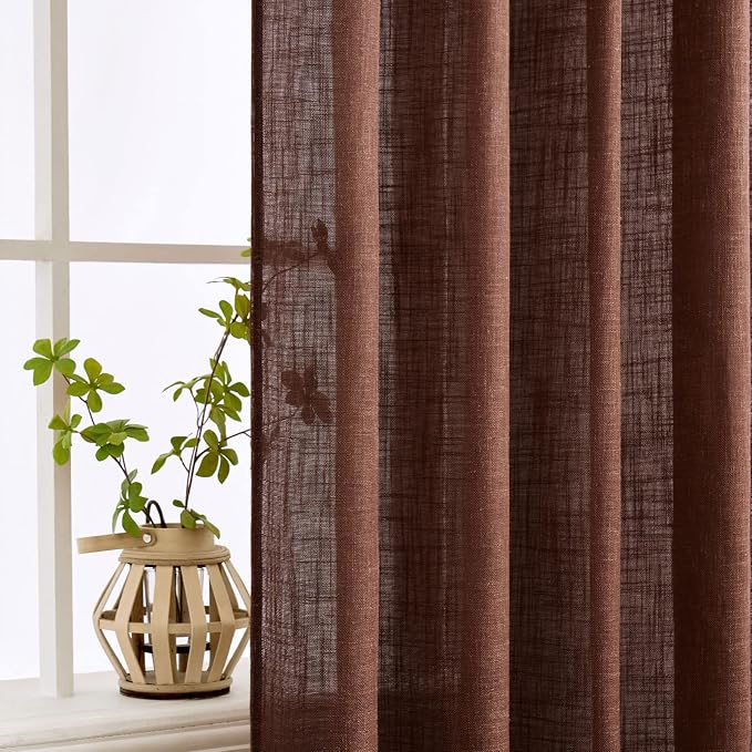 MIULEE Chocolate Brown Linen Curtains 52x108 Inch Long - Image 5