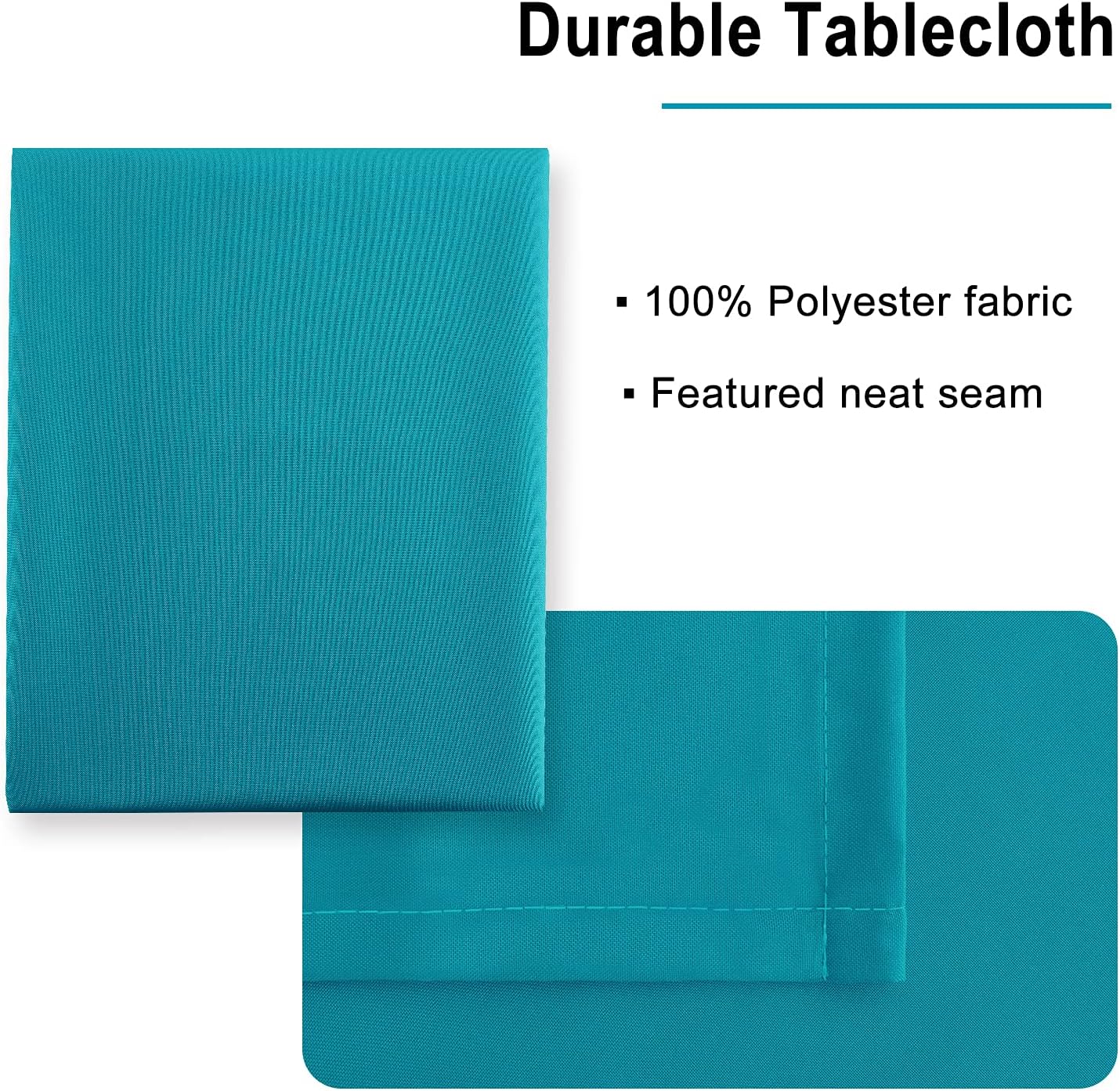 Hiasan Rectangle Tablecloth - Water Resistant and Spillproof Kitchen Washable Polyester Fabric Table Cloth for 6 Foot Tables, 30 x 60 Inch, Turquoise