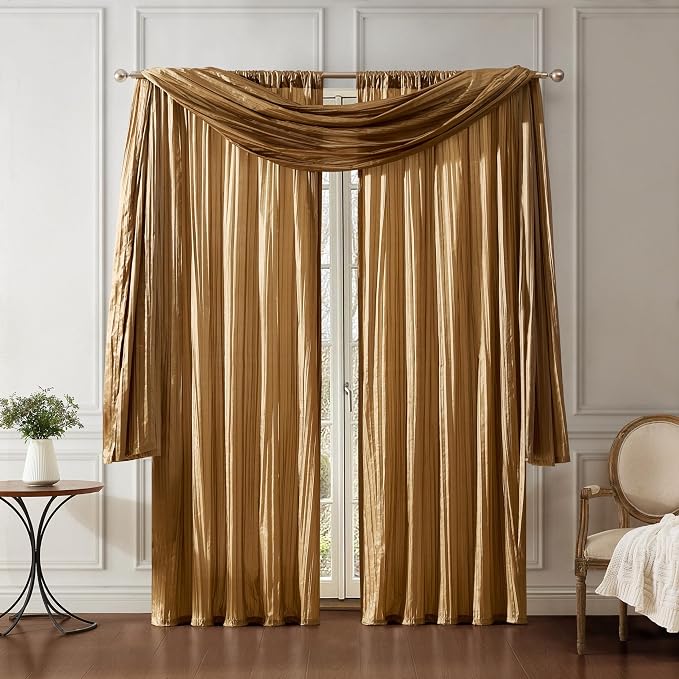Athena Faux Silk Window Curtain and Scarf Set by ElreneHomeFashions