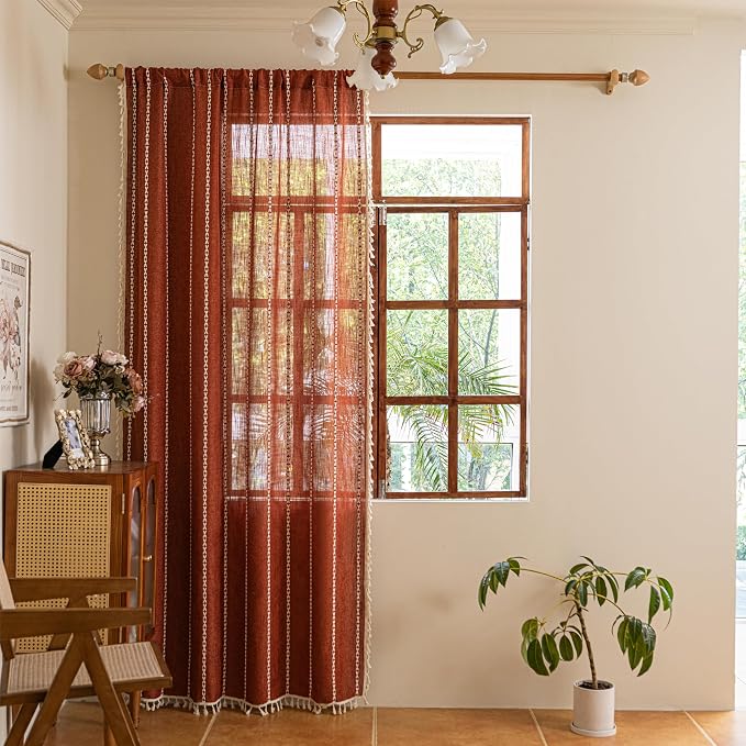 Sutuo Home Terracotta Boho Farmhouse Curtains - Image 3