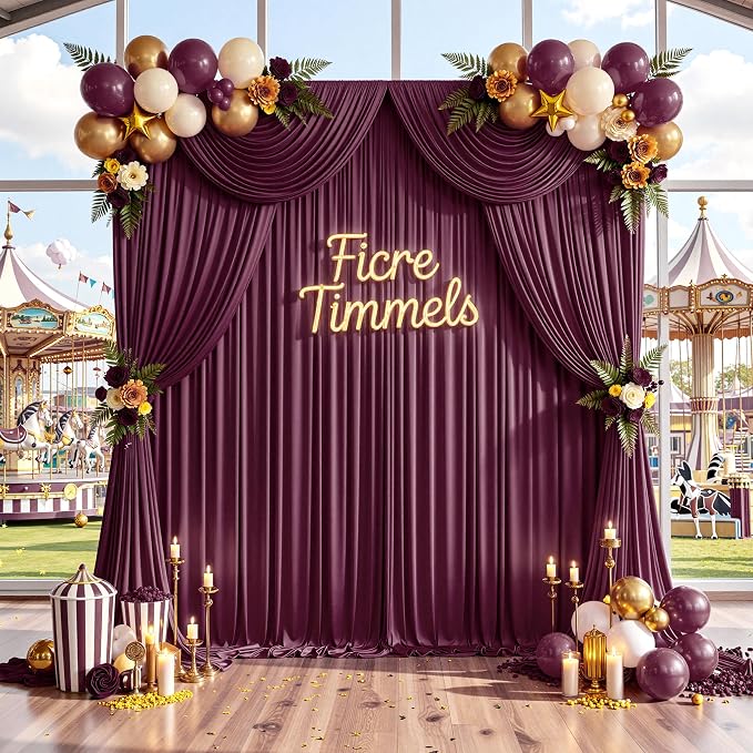 20 ft x 10 ft Wrinkle Free Maroon Backdrop Curtain - Image 6