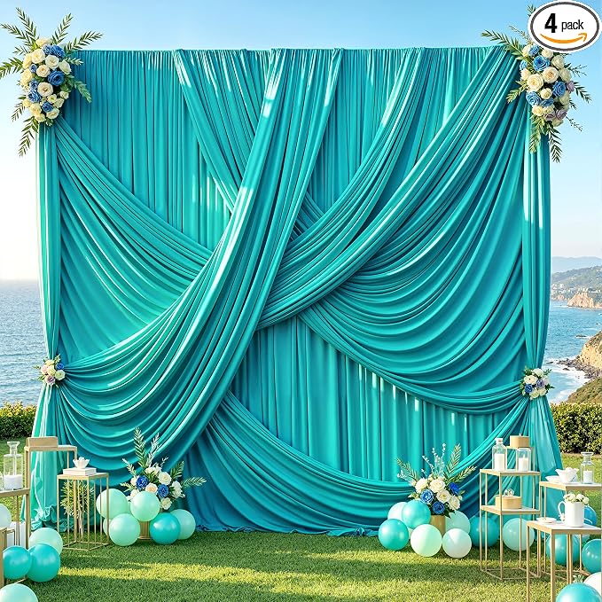 20x12 ft Turquoise Backdrop Curtains by PartyVillage