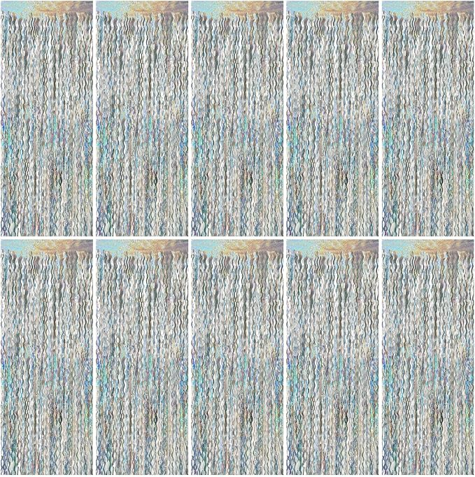Tinsel Foil Fringe Curtains Wavy Backdrop by BOMSI