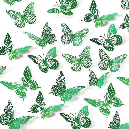 SAOROPEB 3D Butterfly Wall Decor 48 Pcs Dark Green Butterfly Decorations | 4 by SAOROPEB