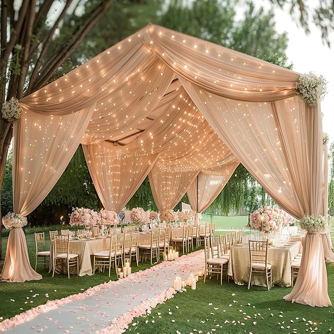 6 Panels Deep Champagne Ceiling Curtains - Image 9