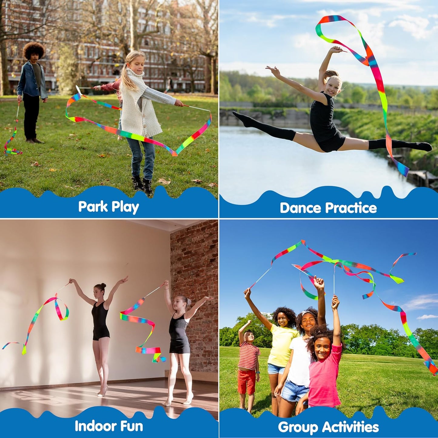 JOYIN 10 Pcs Ribbon Dancing Wands Party Favors Set, Dance Ribbon Gymnastics Ribbon Wand, Princess Birthday Party Favors for Kids, Carnival Prizes, Goody Bag Stuffers