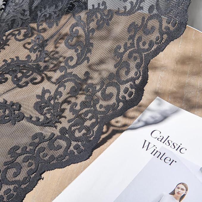 Black Lace Curtains 90 Inches Long 2 Panels Vintage Floral Sheer Curtains - Image 6