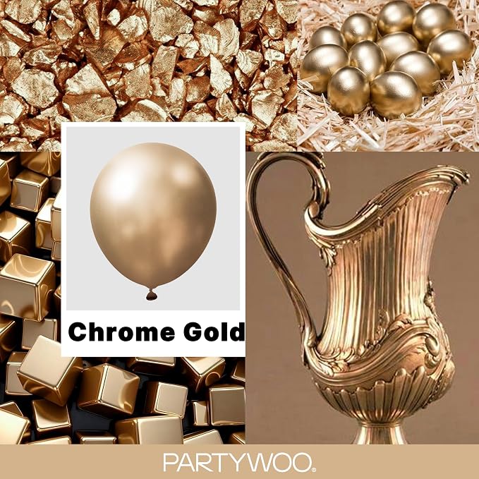 PartyWoo Metallic Gold Balloons 140pcs Chrome Gold Color 18 12 10 5 Inch | 18 - Image 2