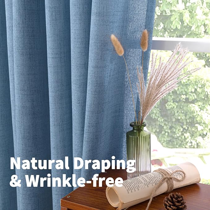 YoungsTex Denim Blue Linen Curtains 48 Inches Long - Image 5