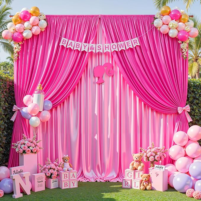 40x10ft Hot Pink Glitter Backdrop Curtain - Image 4